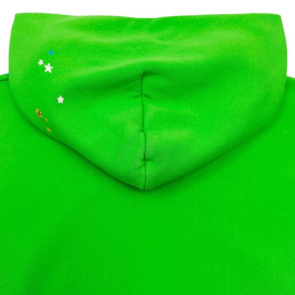 Sp5der P*NK V2 Rhinestone Hoodie Sweatshirt Bright Green | Spider Worldwide - Picture 5 of 5